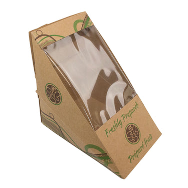 Image of COM: Box Sandwich Wedge Kraft Snack Box Window - 1 x 250 Units